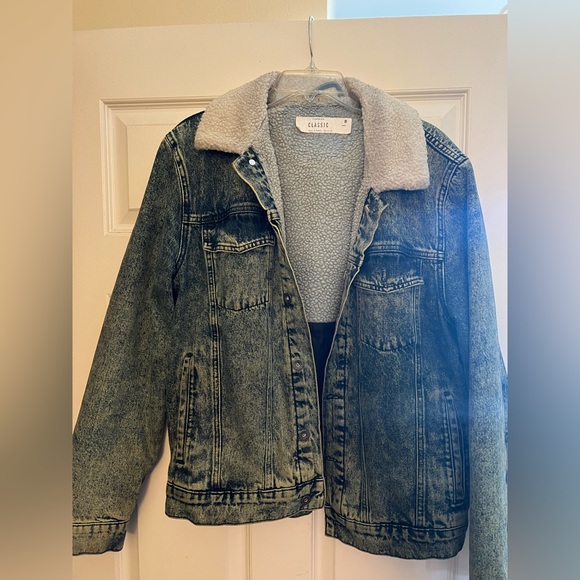 Men’s Topman Winter Blue Jean/Fleece Jacket - Picture 1 of 4